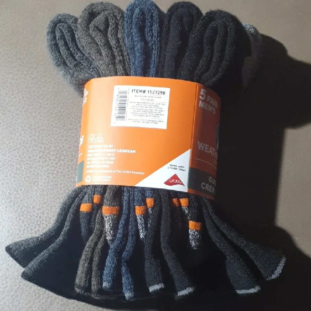 Weatherproof Men's Black and Gray Crew Socks - 5 Pair - Size: 6-12 - Picture 2 of 5